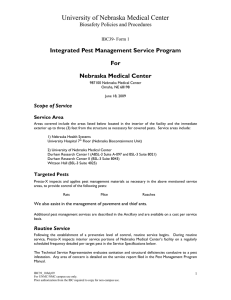 University of Nebraska Medical Center Integrated Pest Management Service Program For