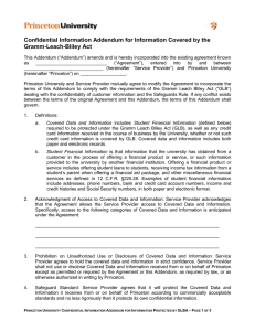 Confidential Information Addendum for Information Covered by the Gramm-Leach-Bliley Act