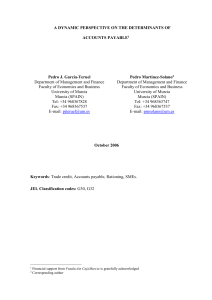 A DYNAMIC PERSPECTIVE ON THE DETERMINANTS OF ACCOUNTS PAYABLE Pedro J. Garcia-Teruel