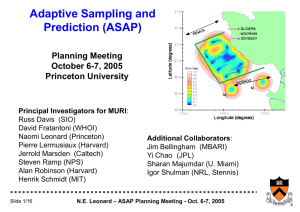 Adaptive Sampling and Prediction (ASAP) Planning Meeting October 6-7, 2005