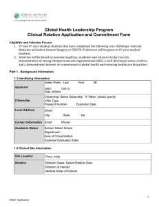 Global Health Leadership Program Clinical Rotation Application and Commitment Form