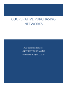 COOPERATIVE PURCHASING NETWORKS ACU Business Services UNIVERSITY PURCHASING