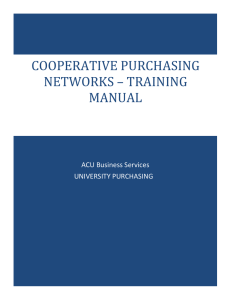 COOPERATIVE PURCHASING NETWORKS – TRAINING MANUAL ACU Business Services
