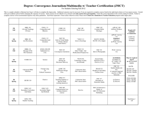 Degree: Convergence Journalism/Multimedia w/ Teacher Certification (JMCT)