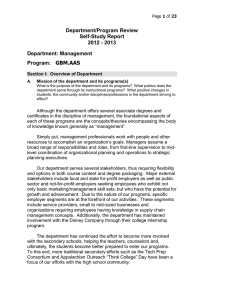 Department/Program Review Self-Study Report 2012 - 2013 Department: Management