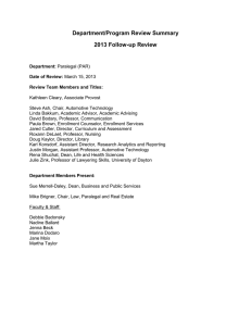 Department/Program Review Summary 2013 Follow-up Review