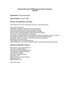 Physical Education (PED) Program Review Summary 2005-06 Department Date of Review
