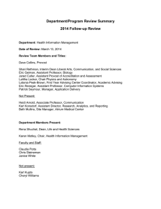 Department/Program Review Summary 2014 Follow-up Review