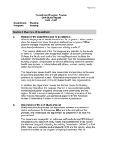 Department/Program Review Self-Study Report 2004 - 2005 Department: