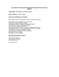 Occupational Therapy Assistant (OTA) Program Review Summary 2005-06 Department Date of Review