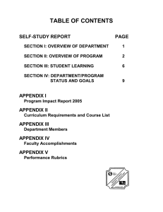 TABLE OF CONTENTS SELF-STUDY REPORT PAGE