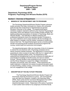 Department/Program Review Self-Study Report — 2009 2008