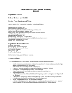 Department/Program Review Summary 2004-05  Department