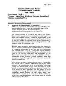 Department/Program Review Self-Study Report Template 2004 - 2005 Department  Physics