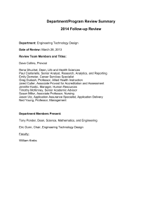 Department/Program Review Summary 2014 Follow-up Review