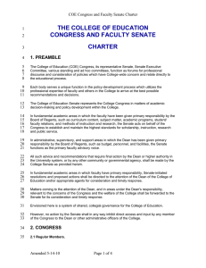 THE COLLEGE OF EDUCATION CONGRESS AND FACULTY SENATE CHARTER