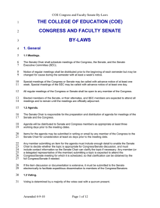THE COLLEGE OF EDUCATION (COE) CONGRESS AND FACULTY SENATE BY-LAWS 1. General