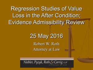 Regression Studies of Value Loss in the After Condition; Evidence Admissibility Review