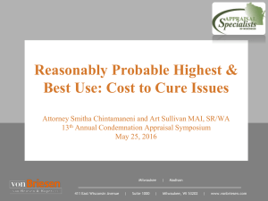 Reasonably Probable Highest &amp; Best Use: Cost to Cure Issues