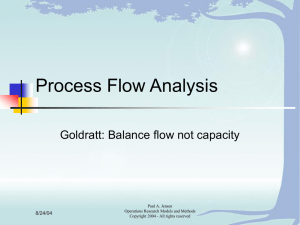 Process Flow Analysis Goldratt: Balance flow not capacity 8/24/04 Paul A. Jensen