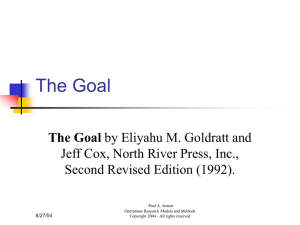The Goal Jeff Cox, North River Press, Inc., Second Revised Edition (1992). 8/27/04