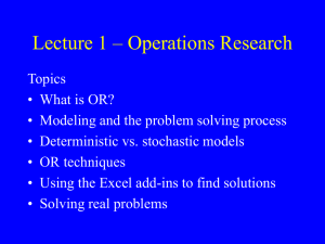 Lecture 1 – Operations Research