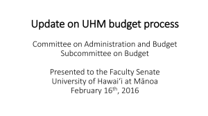 Update on UHM budget process