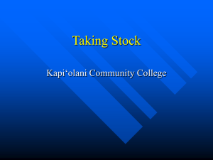 Taking Stock Kapi‘olani Community College