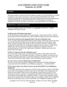 ACM CERTIFICATION STUDY GUIDE Panasonic AG-AF100