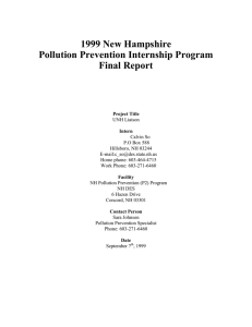 1999 New Hampshire Pollution Prevention Internship Program Final Report
