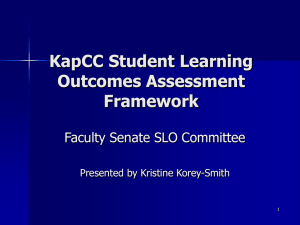 KapCC Student Learning Outcomes Assessment Framework Faculty Senate SLO Committee