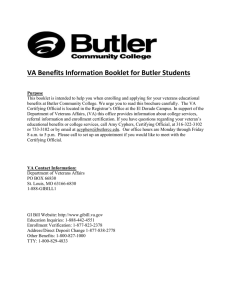 VA Benefits Information Booklet for Butler Students