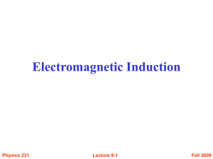 Electromagnetic Induction Fall 2008 Physics 231 Lecture 9-1