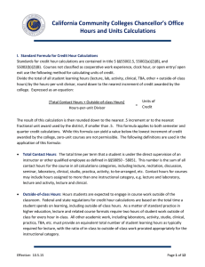 California Community Colleges Chancellor’s Office Hours and Units Calculations