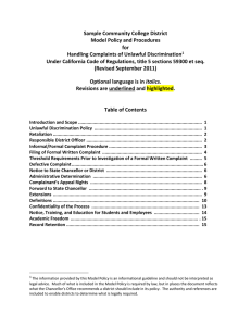 Sample Community College District Model Policy and Procedures for