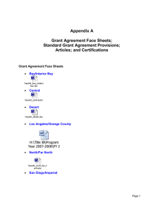 Appendix A Grant Agreement Face Sheets; Standard Grant Agreement Provisions;