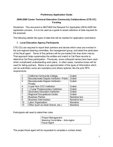 Preliminary Application Guide 2008-2009 Career Technical Education Community Collaboratives (CTE-CC) Funding