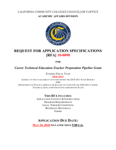 REQUEST FOR APPLICATION SPECIFICATIONS [RFA]  10-0090