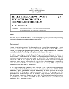 4.1 TITLE 5 REGULATIONS:  PART 1 REVISIONS TO CHAPTER 6 REGARDING CURRICULUM