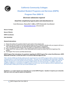 California Community Colleges Disabled Student Programs and Services (DSPS) Program Plan 2009-10