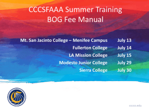 CCCSFAAA Summer Training BOG Fee Manual