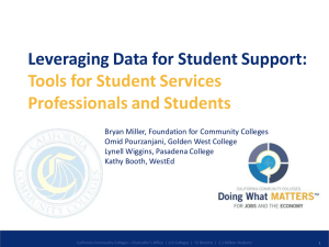 Leveraging Data for Student Support:  Tools for Student Services Professionals and Students