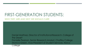 FIRST-GENERATION STUDENTS: