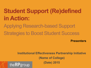 Student Support (Re)defined in Action: Applying Research-based Support Strategies to Boost Student Success