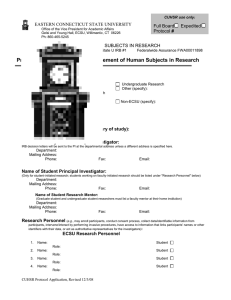 Protocol Application for the Involvement of Human Subjects in Research