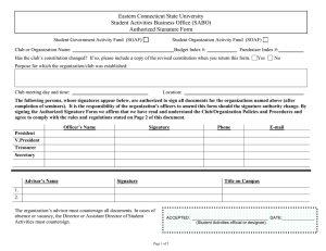 Eastern Connecticut State University Student Activities Business Office (SABO) Authorized Signature Form