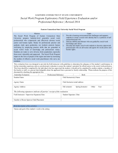 Social Work Program Exploratory Field Experience Evaluation and/or