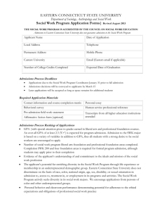 EASTERN CONNECTICUT STATE UNIVERSITY  Social Work Program Application Forms|