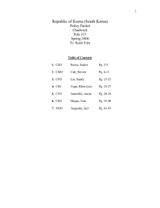 Republic of Korea (South Korea) Policy Packet Chadwick Pols 315