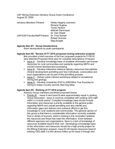 UAF Mining Extension Advisory Group Audio Conference August 25, 2009